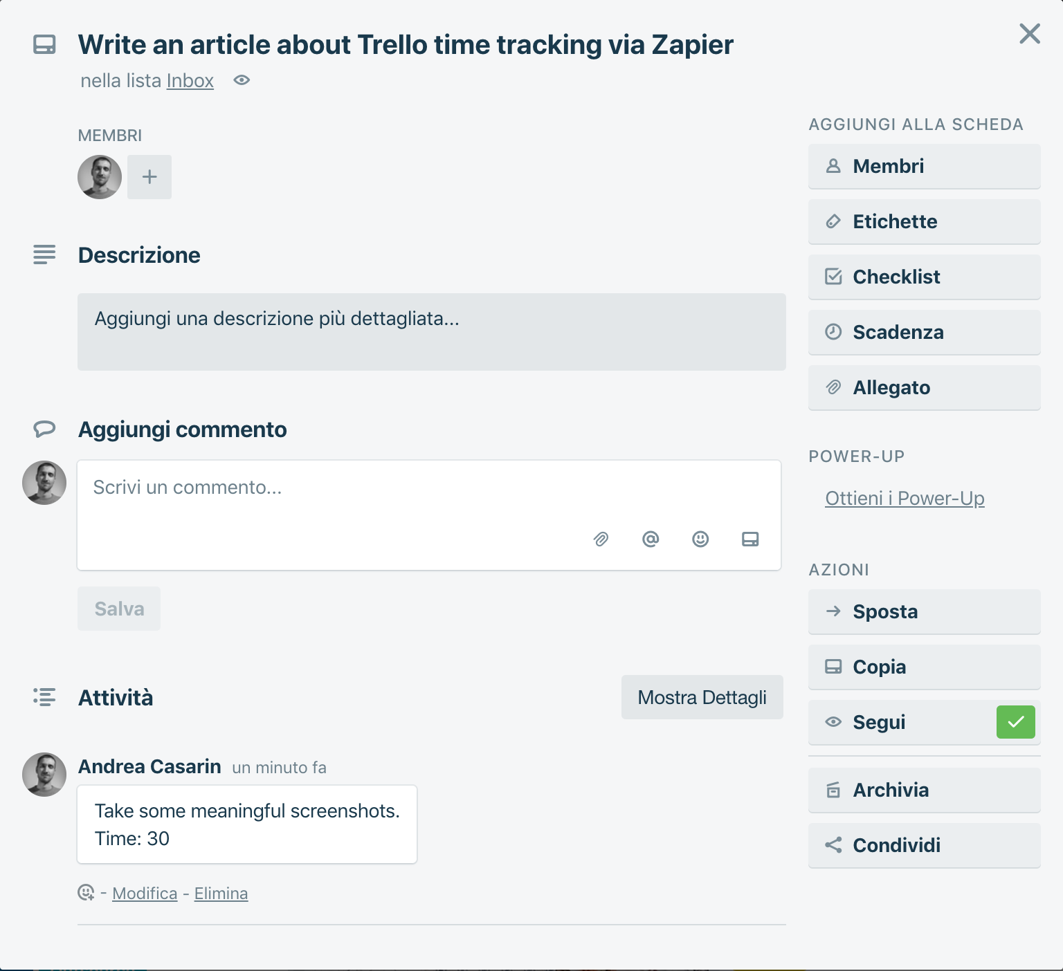 Trello + Zapier + Google Sheets = Time Tracking - Step