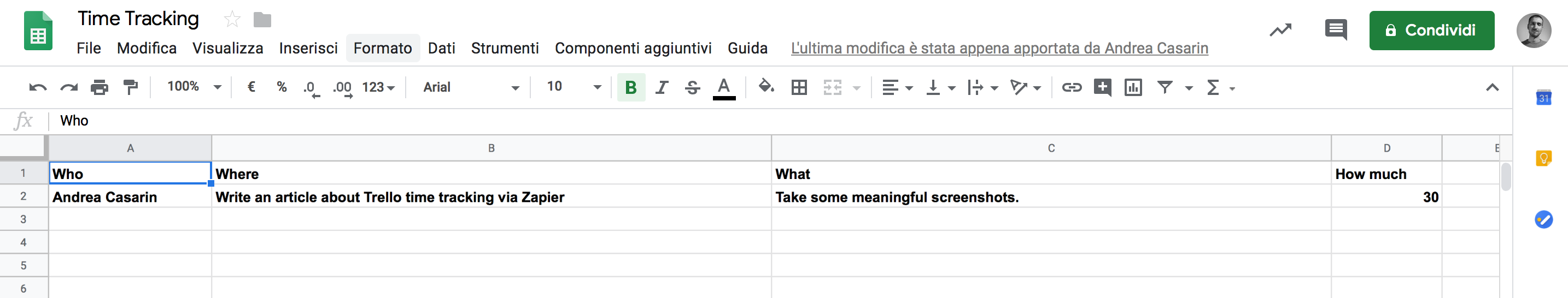 Trello + Zapier + Google Sheets = Time Tracking - Step